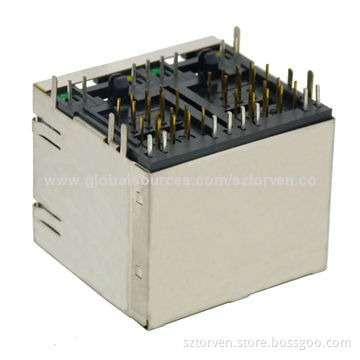 RJ Side Entry 2x2 LED Jack, Available in 2x1-2x8 Pole